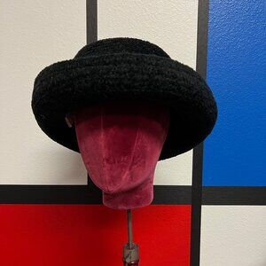 Vintage 90s Y2K Grunge Boho Hippie Round Black Knit Betmar Hat